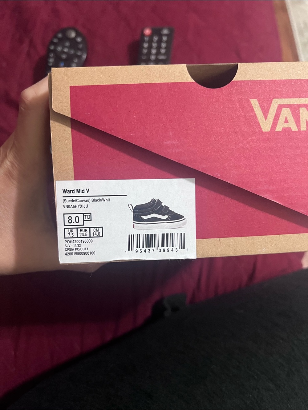 Vans Ward Mid V Black/White Toddler Shoes